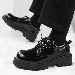 Couple's casual leather shoes Four Season thick sole anti slip comfort men's and women's workwear shoes plus size lace up shoes