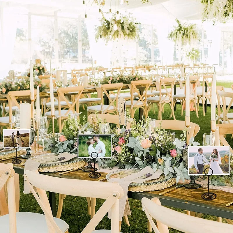 24 حزمة الجدول رقم حامل الزفاف الجدول اسم حامل بطاقة كليب صورة مذكرة ملاحظة صور حامل (أسود)