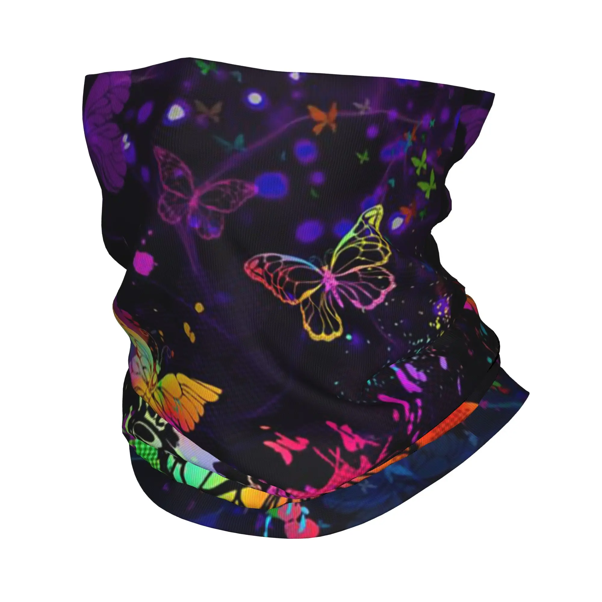 

Vibrant butterfly and Floral Print Bandana Neck Gaiter Printed Wrap Scarf Multi-use Cycling Scarf Running Unisex Adult