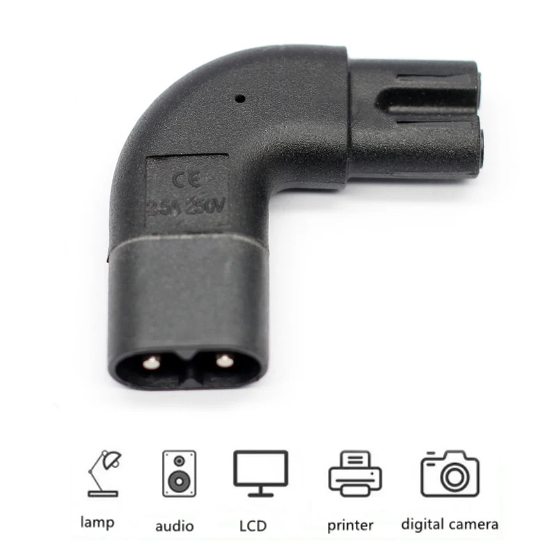 

IEC320 C7 To C8 90 Degree UP And Down Angled,IEC C8 To C7 Figure 8 AC Power Adapter Male Female Extension Connector