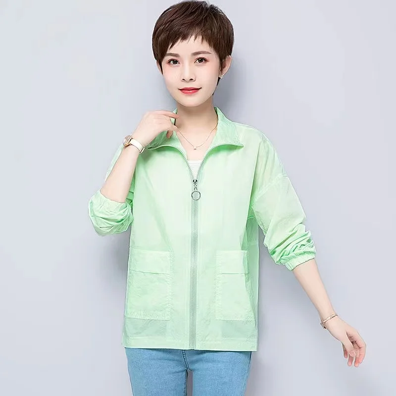 Thin Summer Sunscreen Basic Solid Crop Jacket Women UV Protection Oversize 5XL Coat Casual Loose Outwear Breathable Chaqueta New