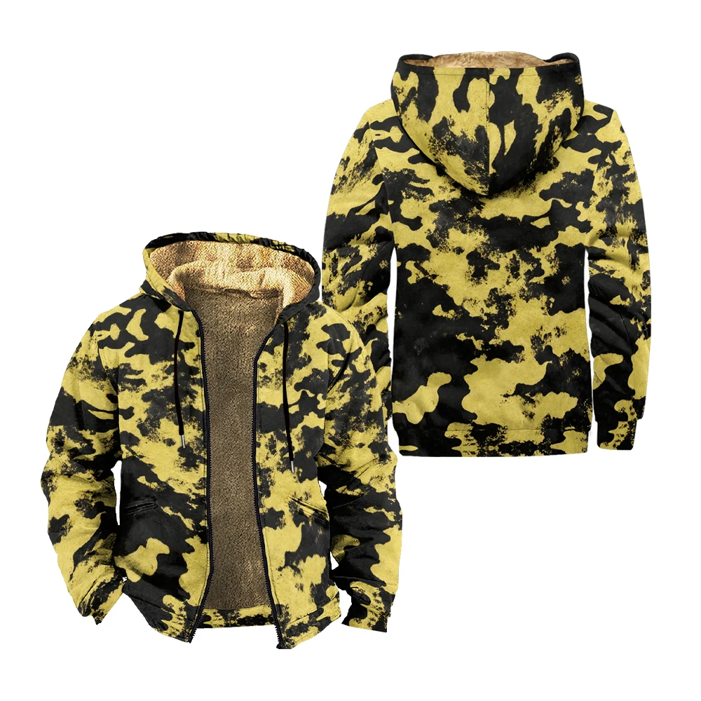 Men's Fleece Zip Up Hoodeds Jacket Winter Man Casual Harajuku Unisex Outerwear Parka for Men Printing Streetwear