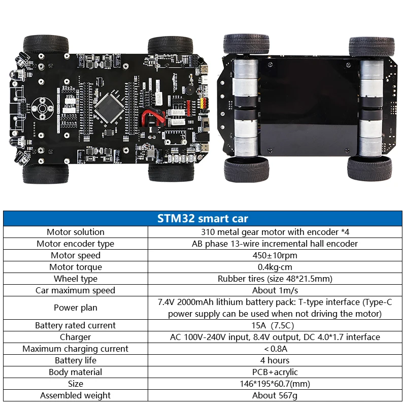 STM32 Smart Robot Car Kit elettronico con motore Encoder 310 modulo ad ultrasuoni progetto scheda di sviluppo fai da te