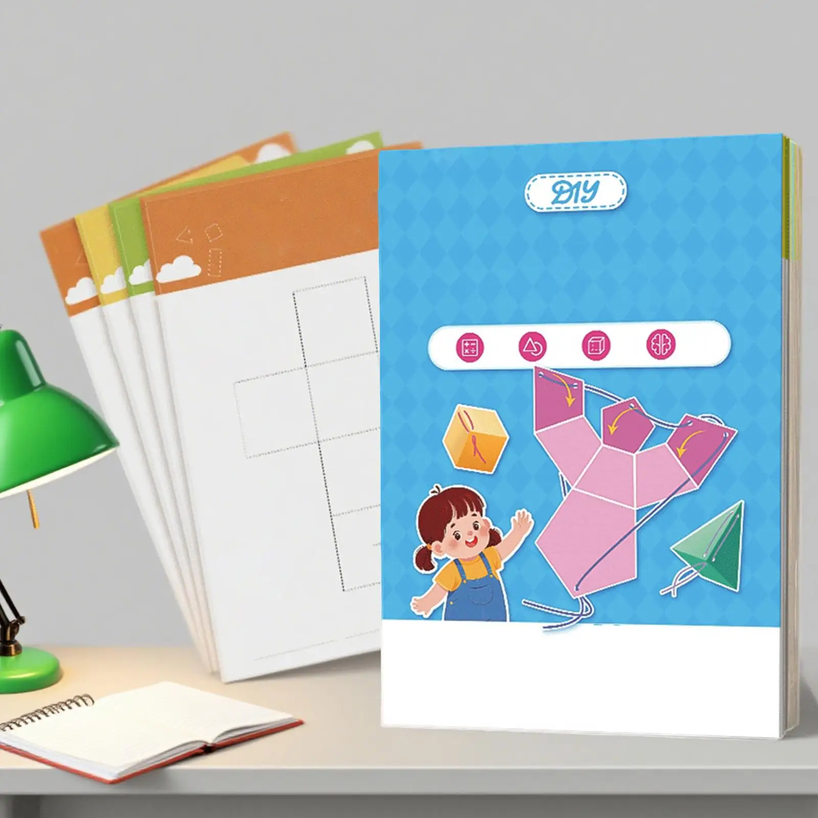 Libro de aprendizaje de geometría 3D con cuerda de tracción, libro de aprendizaje 3D con 12 modelos, juguete interactivo, práctico para educación, centro de matemáticas