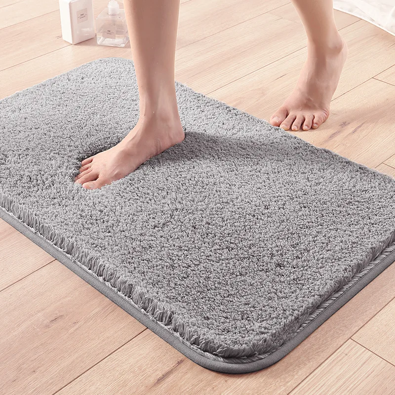 

Thick Velvet Absorbent Bathroom Entrance Mat Solid Color Simple Bathroom Non Slip Foot Mat Sound Absorbing Easy To Clean Carpet