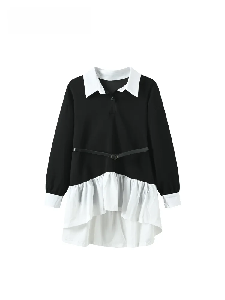 

Свободная женская блузка с длинным рукавом больших размеров, весенняя, молодежная, стройнящая, имитация двухслойности, CaraCLUB