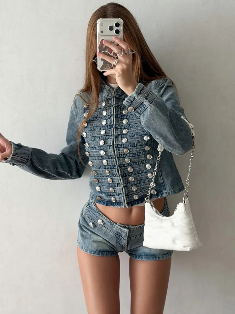 Tossy Retro Military Style White Short Jacket Luxury Design Multi-breasted Button Cropped Twill Coat Slim Fit Streetwear Coats