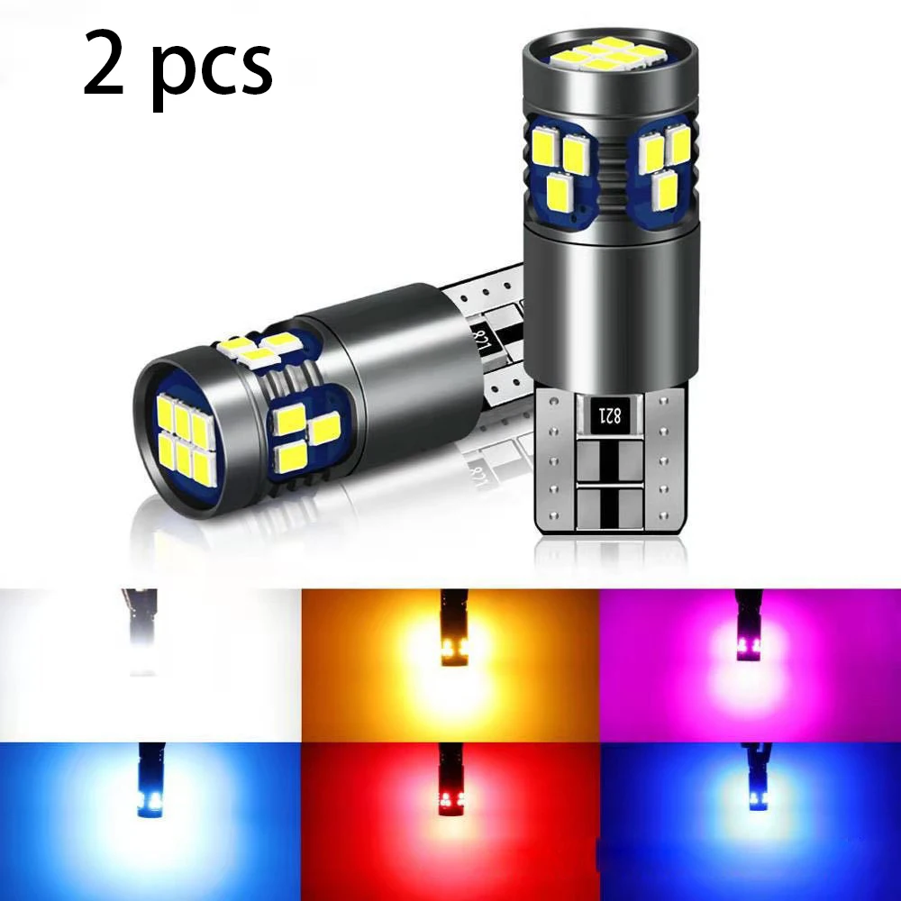 

2Pcs W5W LED T10 Led Bulb Canbus Nor Error 18SMD Car Signal Lights Clearance License Plate Lamp 12V