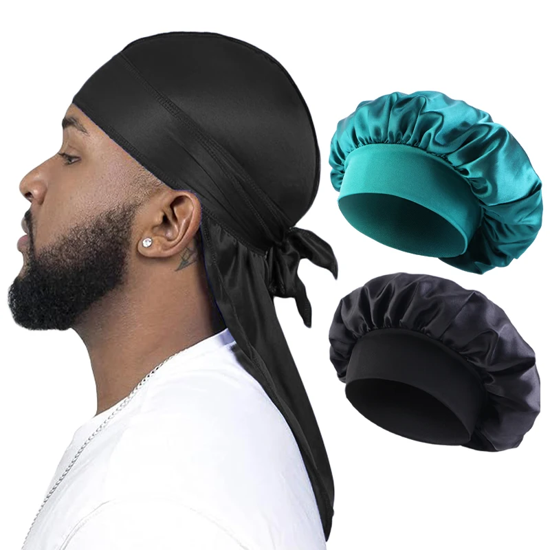 2/3 TEILE/LOS Männer Frauen Lange Schwanz Kopf Schal Headwrap Motorhaube Nacht Hut Seide Durag Pirate Hut Unisex Schlafen bandana Turban Hijab – Detail 17