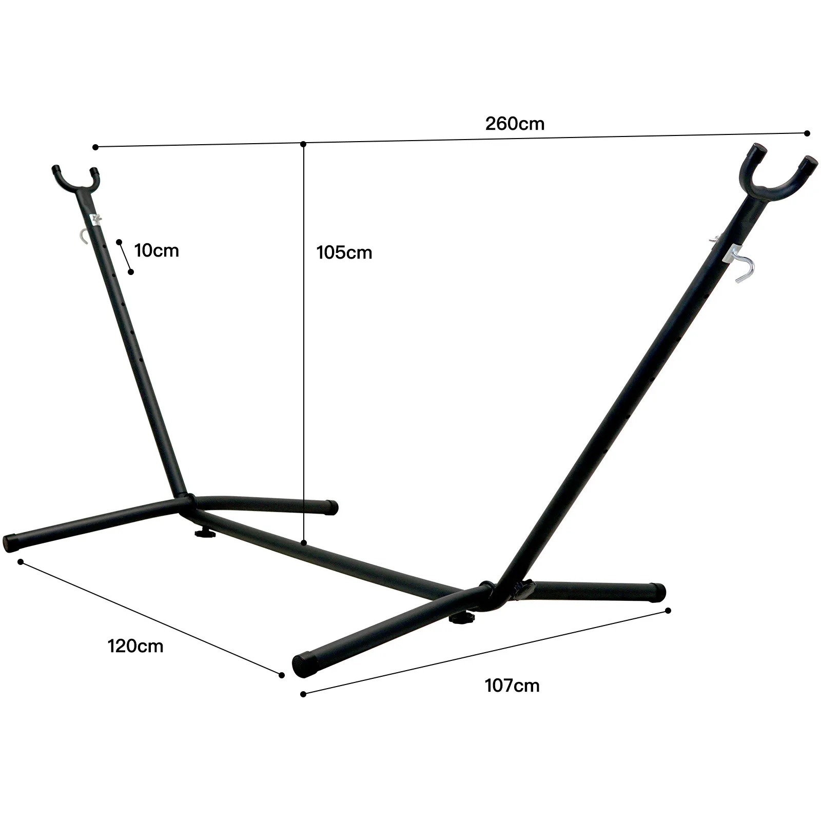Steel Frame Canvas hammock Outdoor Camping Swing Stand Set Black Load 200kg bearing