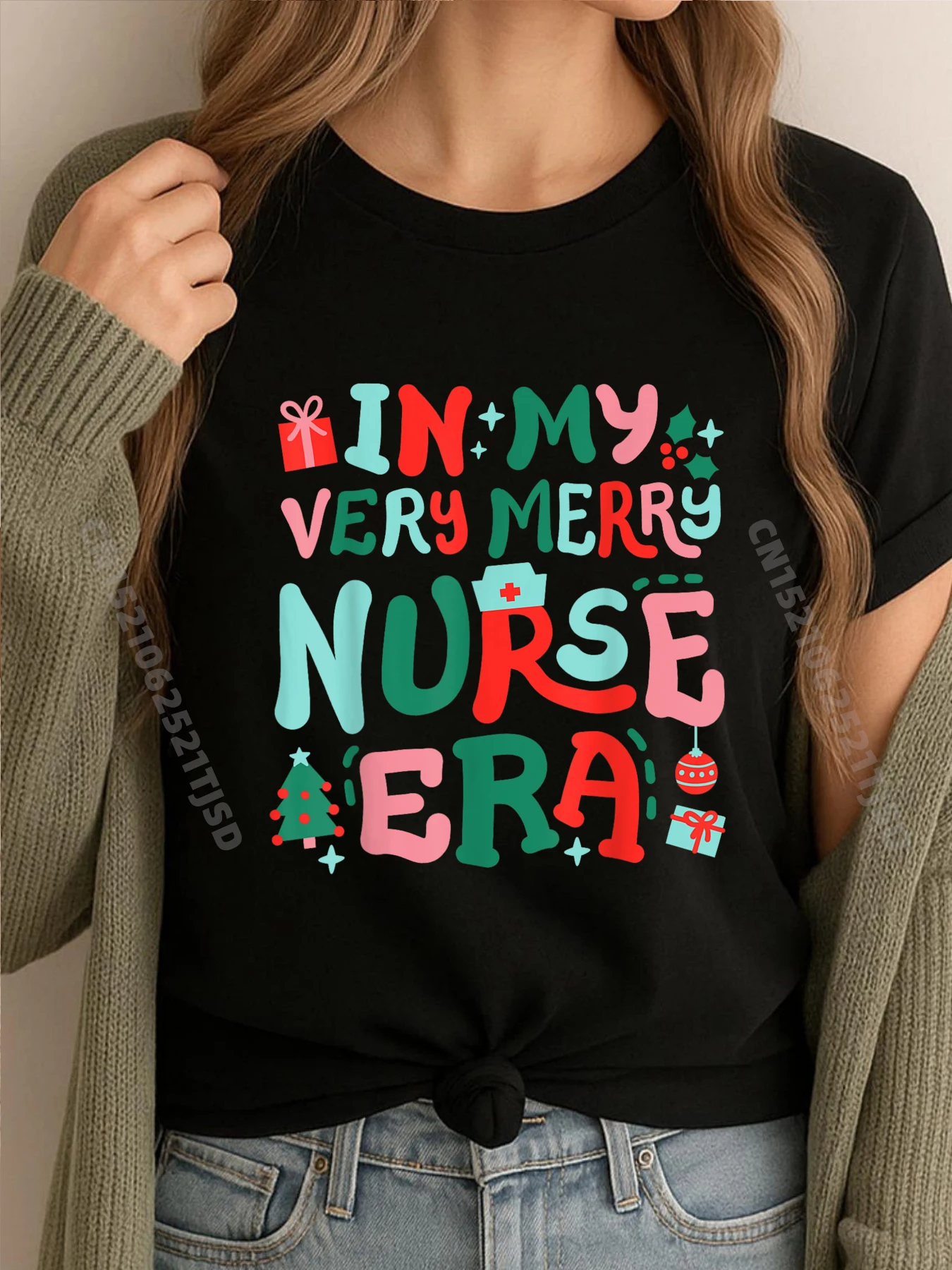 

In My Very Merry Nurse Era Cute Groovy Christmas Mens Korean Fashion Men's Clothing Tee Shirt
