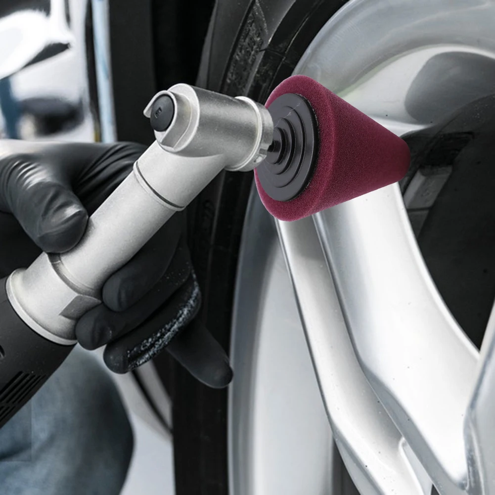 Esponja De Polimento De Roda De Carro Para Broca Elétrica, Cone Burnishing Ball, Almofada De Lustro, Hub, Auto Acessórios