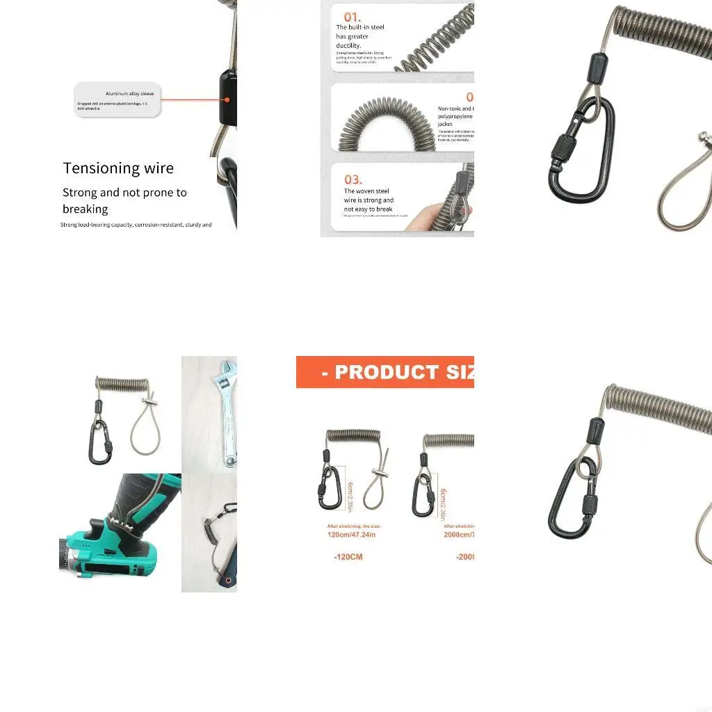 G92C Safety Fall Working At Height Clip Rope Hanging Rope Safety Belt Rope 1.2M/2M
