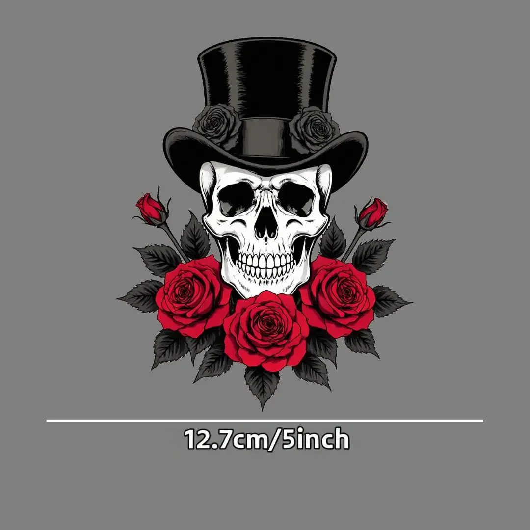 1 шт. острый цилиндр, наклейка с черепом и розой-водостойкая съемная виниловая наклейка для автомобиля, ноутбука, готический декор
