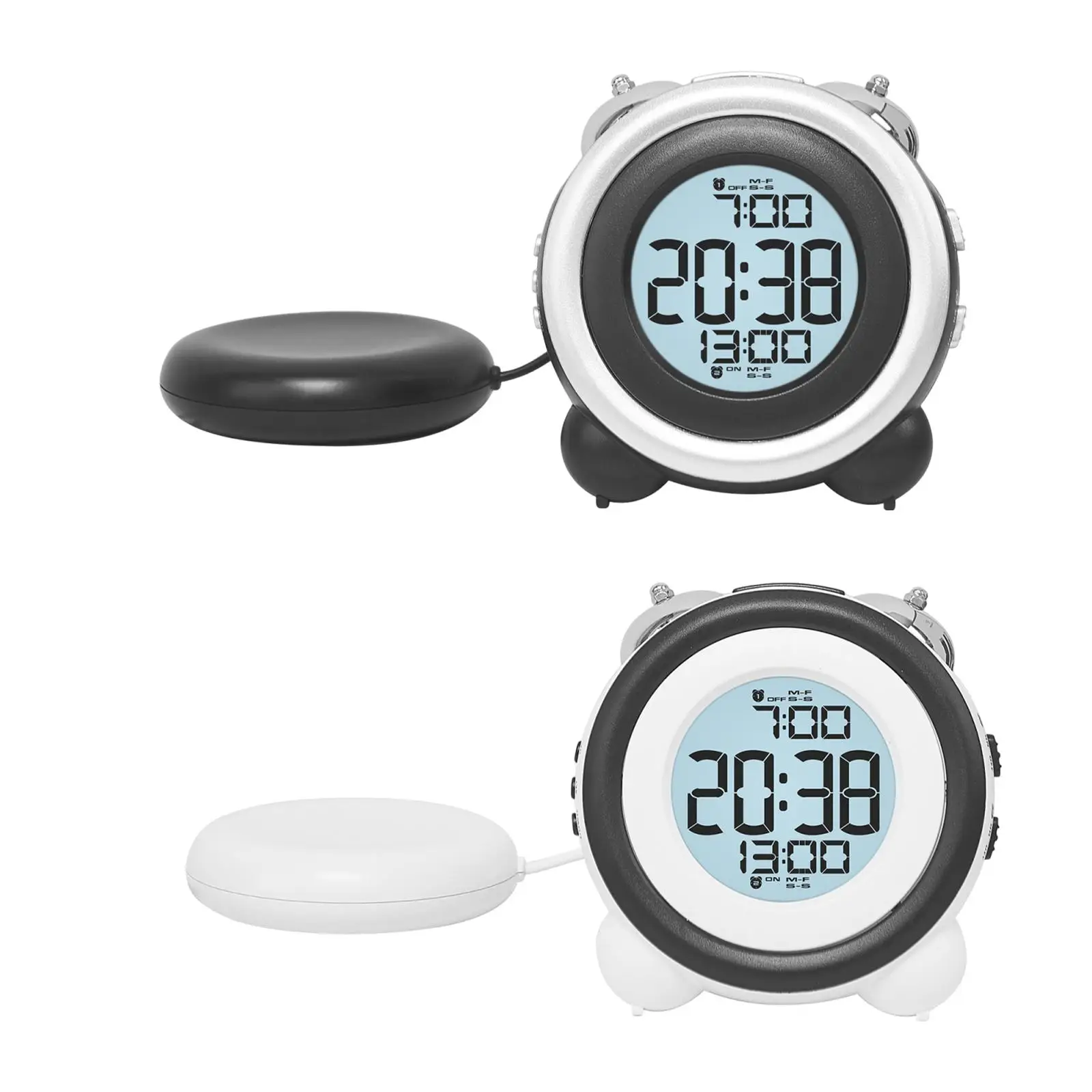 Super Loud Vibration Digital Alarm Household Round Clock with Vibrator, Table Multi-Functional Dual Alarm Clock for Heavy Sleep