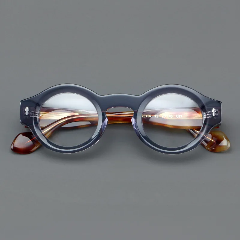 Sztzx-男性用の厚いアセテートの丸い老眼鏡,フォトクロミックリベット,カスタマイズ可能な眼鏡,レトロな近視フレーム,高品質