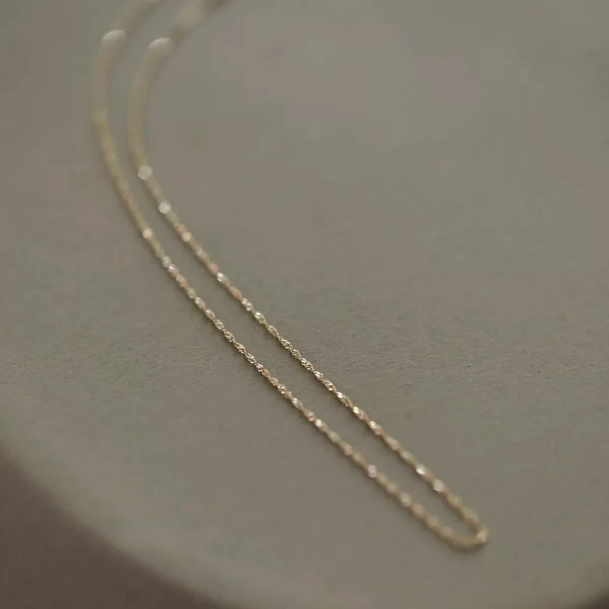 14K Gold Plated 925 Sterling Silver Twist Chain Necklace Bulk Dainty Water Wave Link Chain DIY Jewelry Making For Pendant