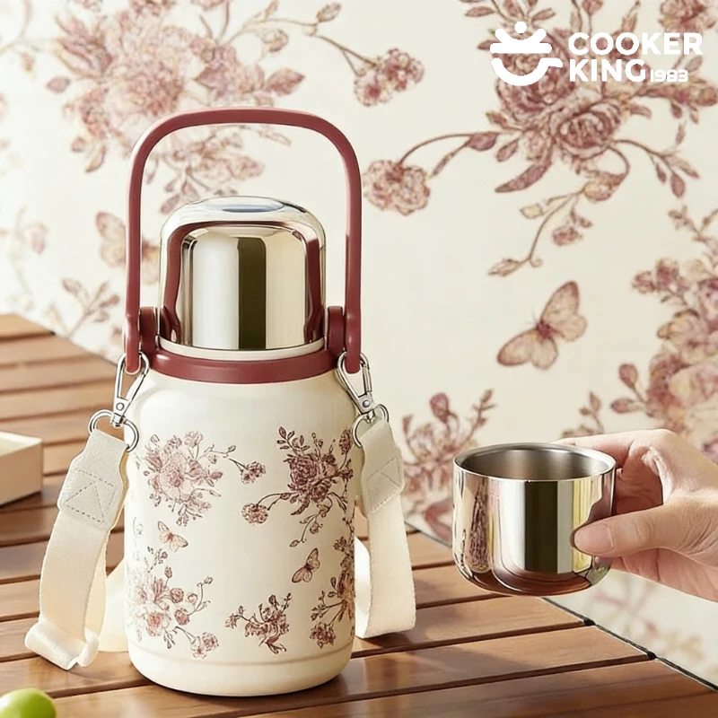 

COOKER KING 800 мл бутылка для горячей воды из нержавеющей стали 316/304 + PP портативная бутылка для горячей воды для кемпинга с вакуумной изоляцией, чашка для бутылки