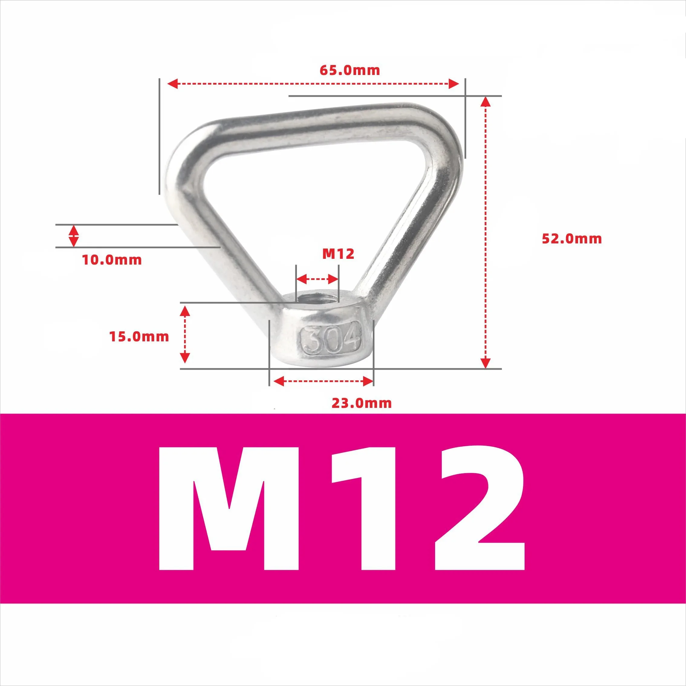 M8 M10 M12 M14 M16 304 tuerca de ojo de elevación triangular de acero inoxidable anillos de rosca trapezoidal aptos para pernos de mango