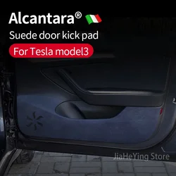 4Pcs Alcantara Suede Door Anti Kick Protection Pad Panel For Tesla Model 3 Model Y 2017-2023 Car Doors Anti-Dirty Trim