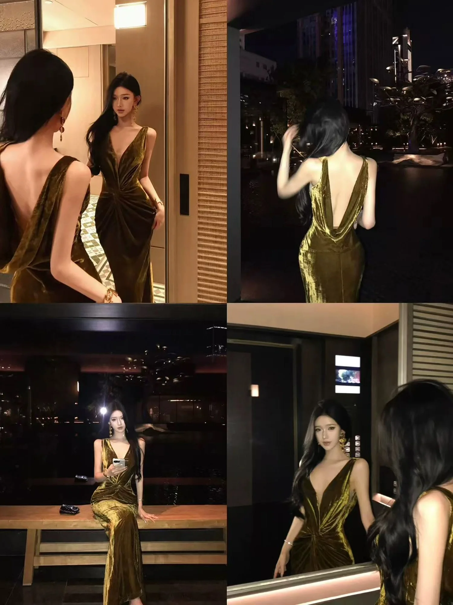 Sexy Deep V-shaped Celebrity Dresses Backless Mermaid Suitable For Women's Formal Occasions Party Evening Gowns Cocktail Dress