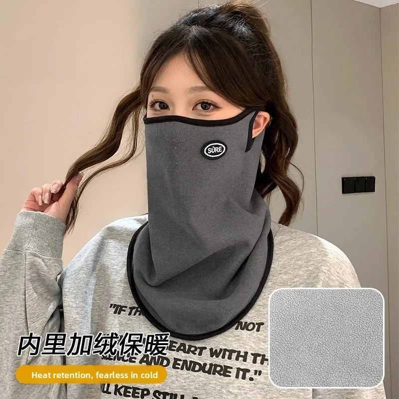

Теплая ветрозащитная маска для лица для велоспорта, утеплитель для улицы, шарф с застежкой на ухо, однотонный, корейский стиль, полиэстер...