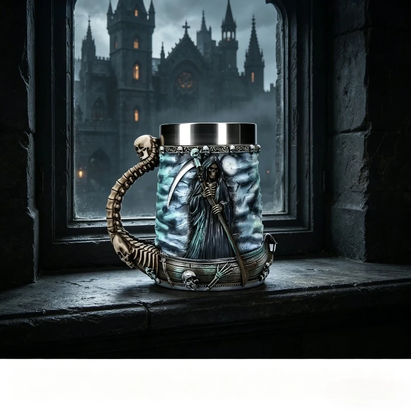 3D 600ml Beer Mug,Coffee Cup for Men,Horror Themed Coffee Cup for Halloween, Birthday, Gothic Home Decor & Collectible Gif