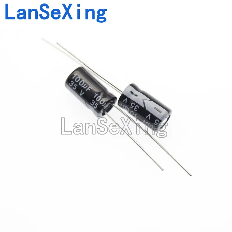 Capacitor eletrolítico com um volume de 6x12mm, 35V, 100uf, 100 micron
