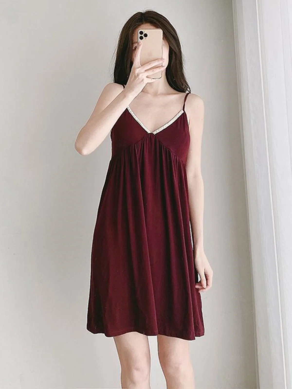 plus Size Sleepwear V-Neck Backless Thin Home Clothes Nightgown Summer Sexy Lace  Outerwear Ready to Wear Strap Dress