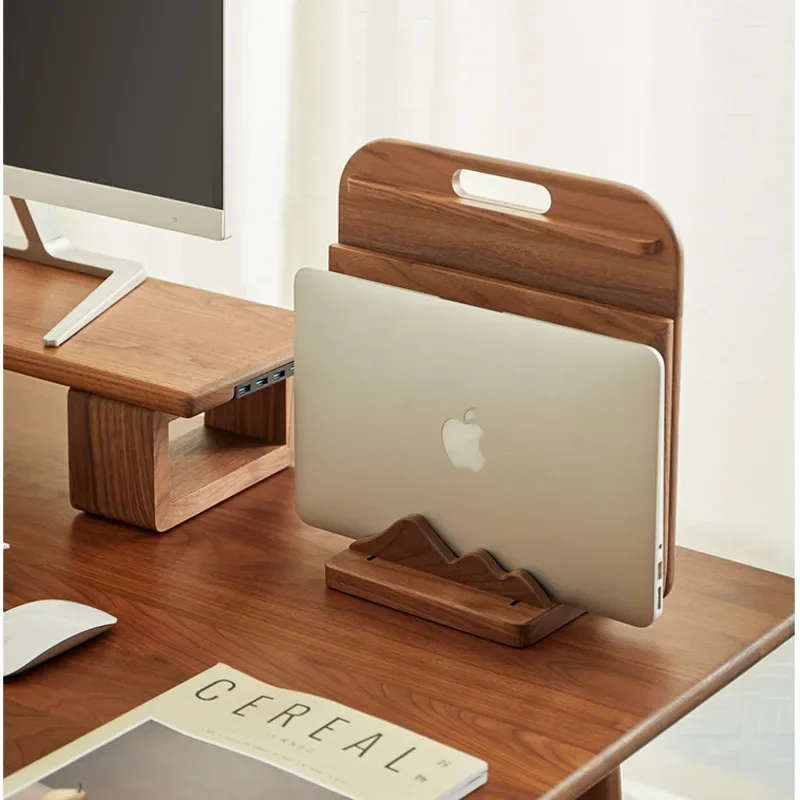 Standing Type Storage Rack, Solid Wood Laptop Stand, Multi Grid Card Slot, Notebook Stand, Versatile Scene, Storage Base