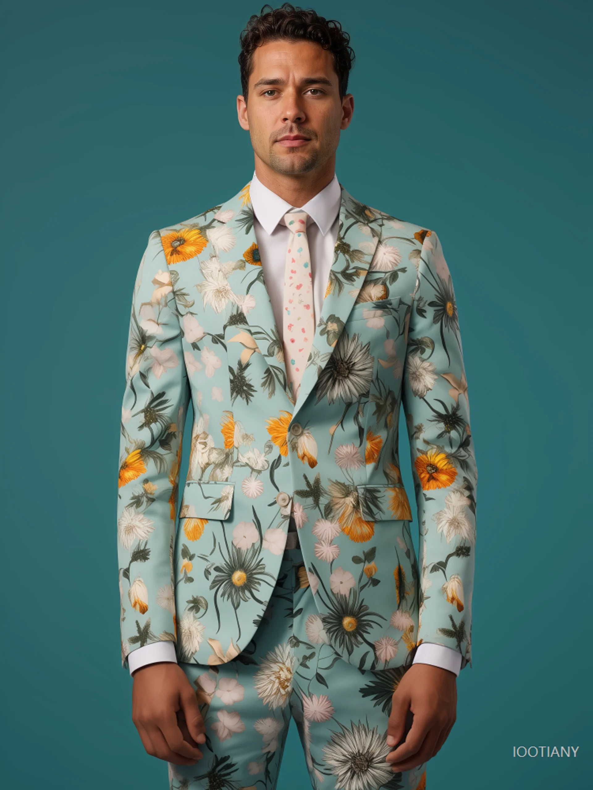 

Новый стиль, костюм с цветочным принтом, костюм из двух предметов, модный мужской костюм для ночного клуба, бара, свадьбы, вечеринки, модный костюм с граффити, куртка для шоу