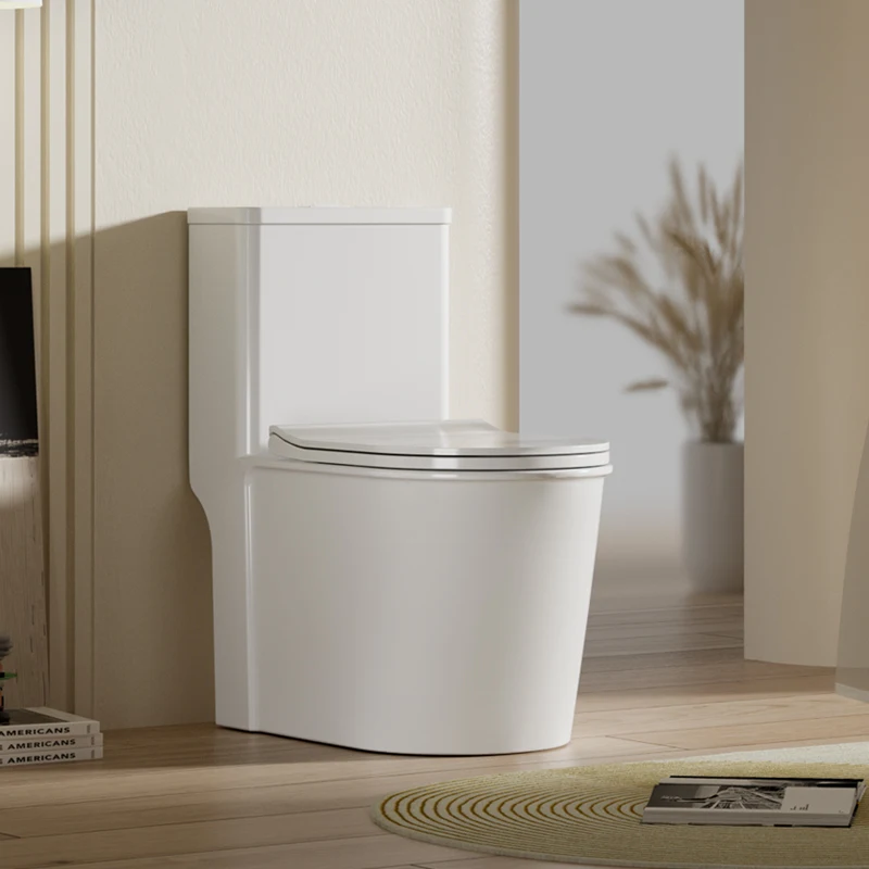 Hot Sale Glossy White  Toilet Bowl S-trap Ceramic Siphonic Water Closet Bathroom Floor Mounted Round One Piece Toilet