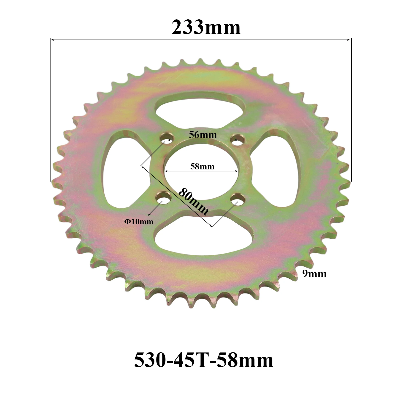 

530 Chain 58MM 45T teeth Chain Sprockets Rear Back Sprocket Cog Fit For ATV karting UTV Buggy Quad Dirt Bike