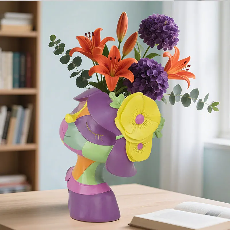 Abstract Short Haired Girl Flowerpot Home Decor Succulent Potted Plant Courtyard Balcony Green Plant Ornament