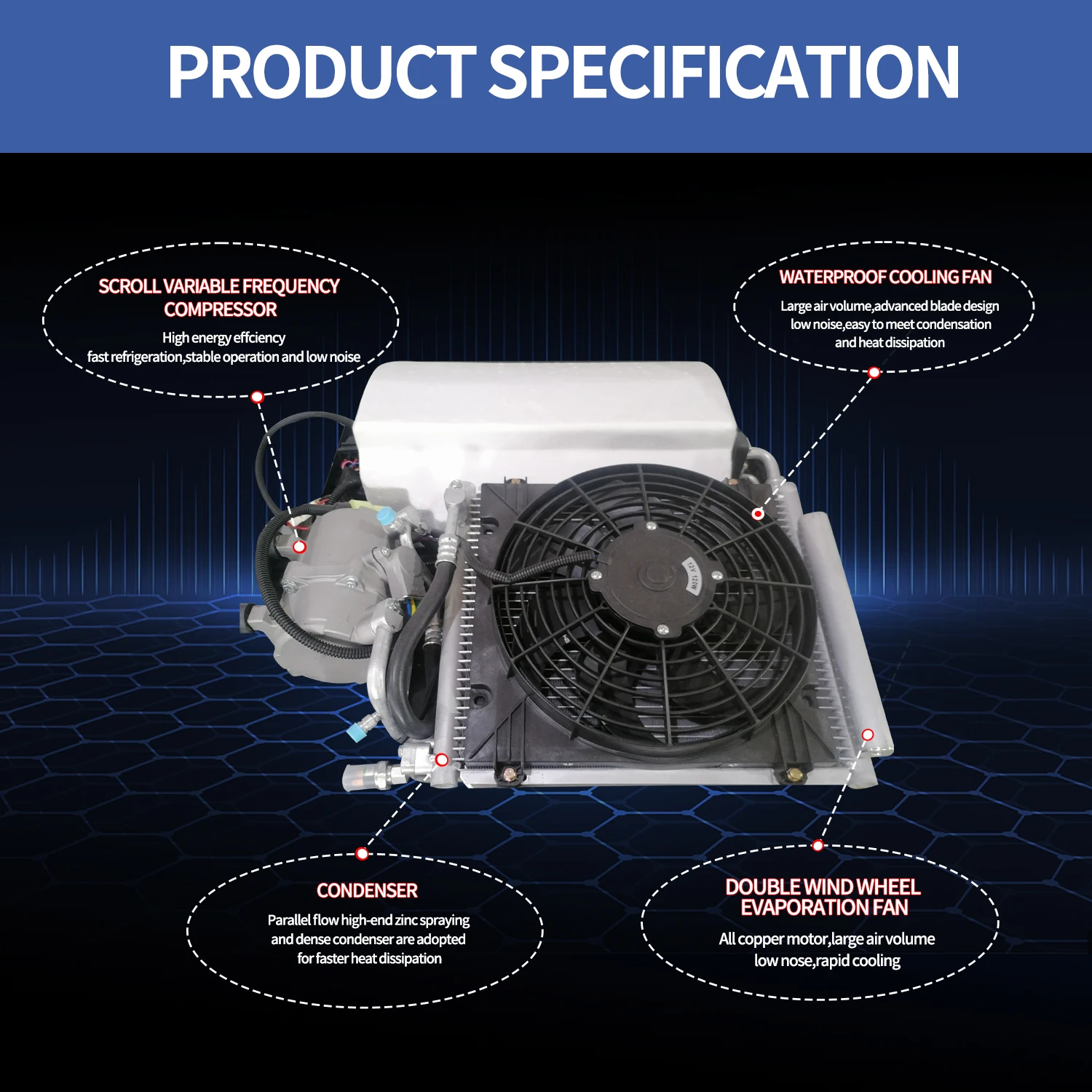 Treeligo12V/24V aire acondicionado de techo frío y calor, Unidad de CA para estacionamiento en techo de RV eléctrico para camión, Camper, furgoneta,