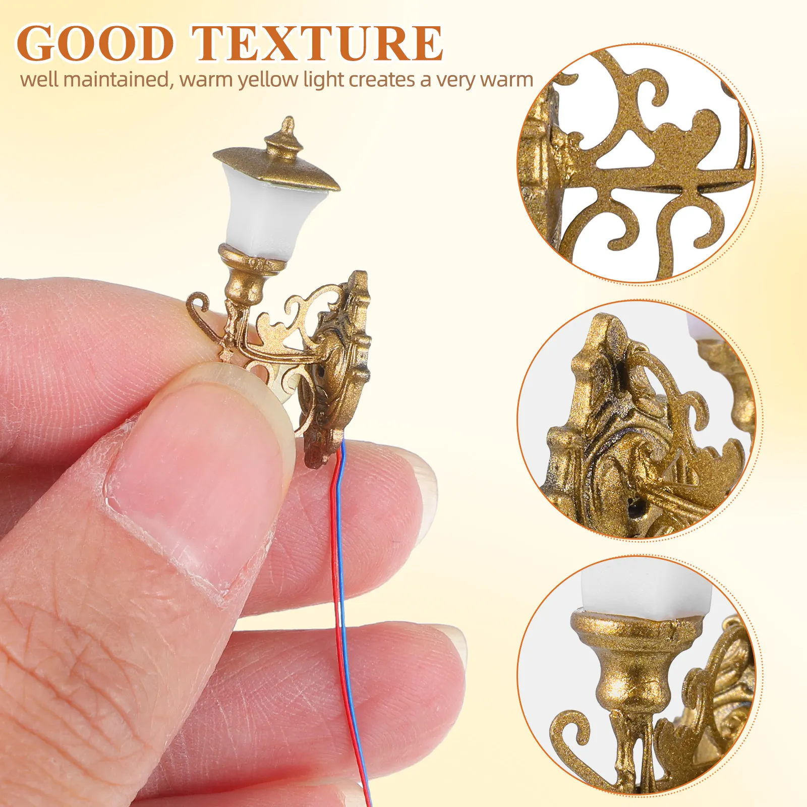 

4Pcs vintage Wall Lamp Models DIY Sand Table Mini Luminous Wall Lamp Micro Landscape LED Lights Dollhouse Mini Wall Lamp Models