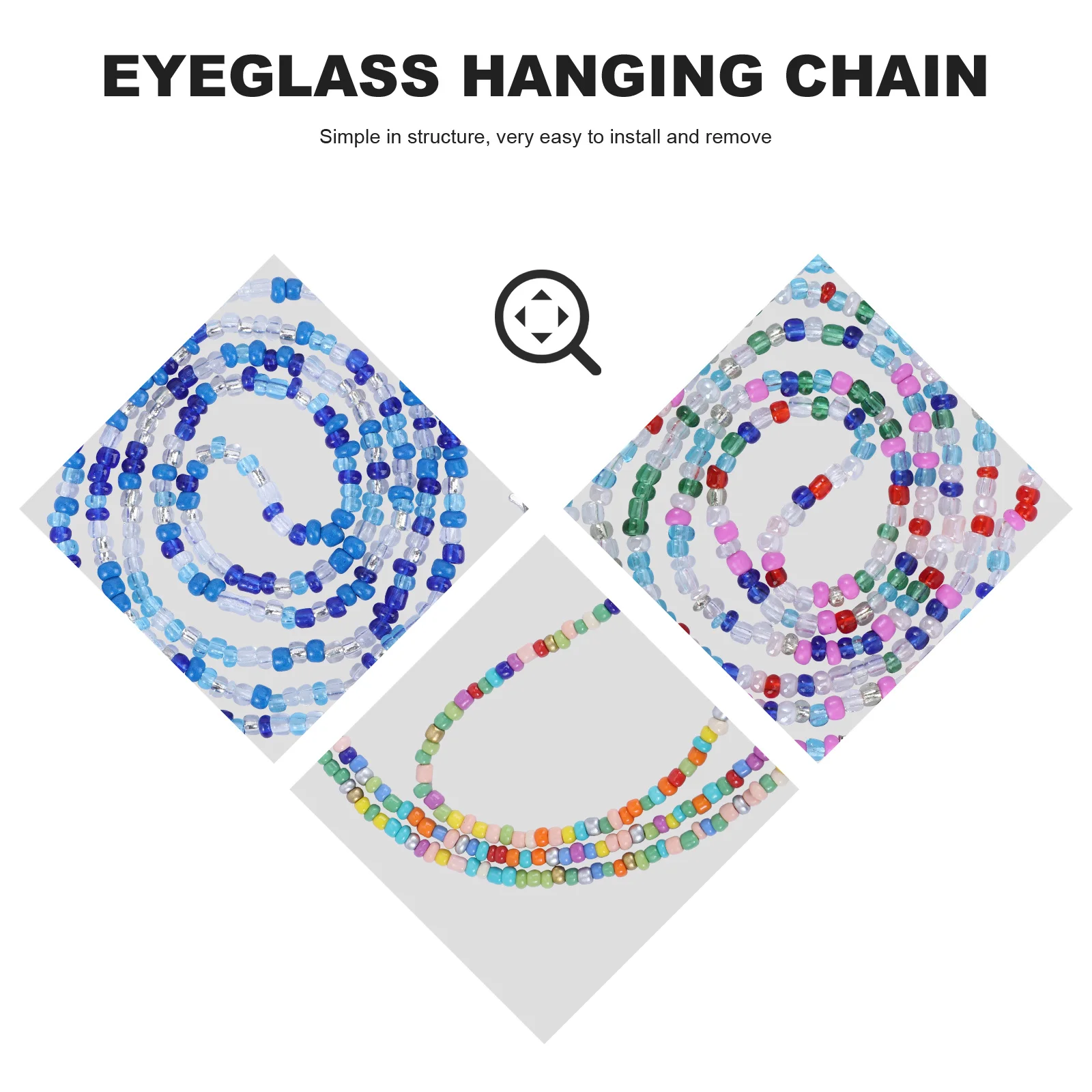 3 Buah Rantai Kacamata Gaya Bohemian Dekorasi Manik-manik Modis Aksesori Kacamata Anti-selip Rantai Kacamata Aksesori Kacamata