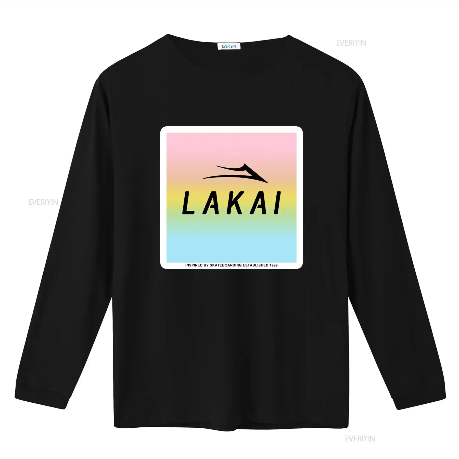 Lakai Inspired Skateboarding T shirt Retro Rainbow Gradient Design Established 1999 Casual Streetwear vintage Washed fashion