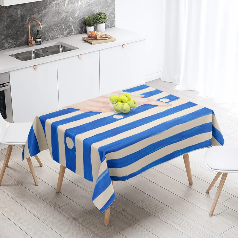 Morandi color ins style tablecloth abstract line art design cafe Scandinavian style decorative rectangular tablecloths