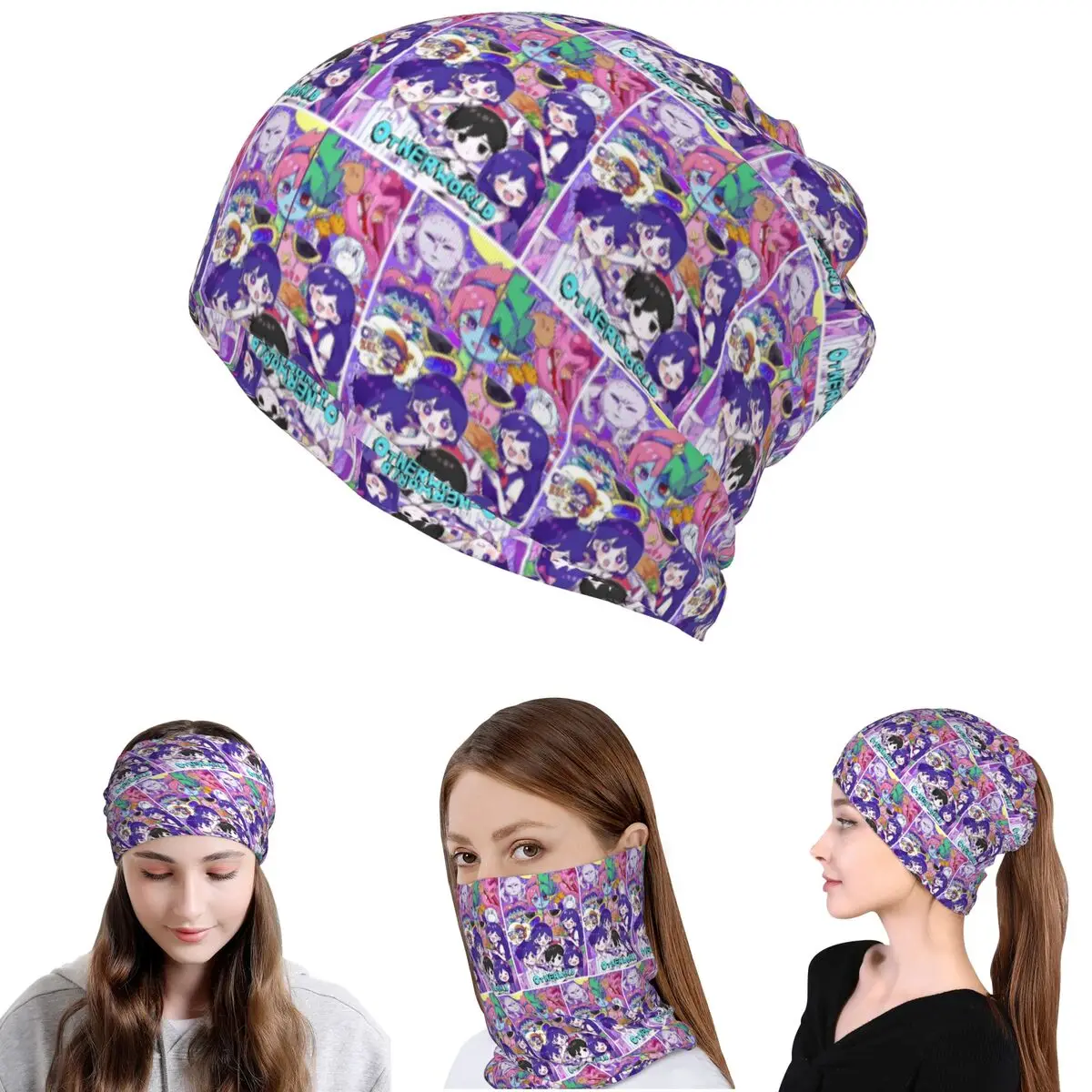 Omori Hero Sunny Basil Cartoon Horror Bandana Halstuch, Maske, Schal, warme Sturmhaube, Mütze, Unisex, für Erwachsene, waschbar