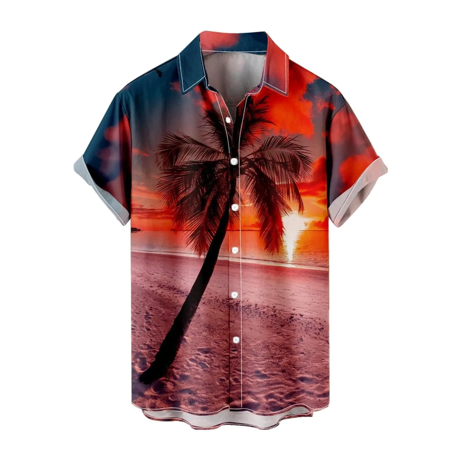 Beach Men's Summer Vacation Shirts Tourism Fashion Trend Leisure 3d Digital Printing Short Business Shirts Man Blouse Camisa