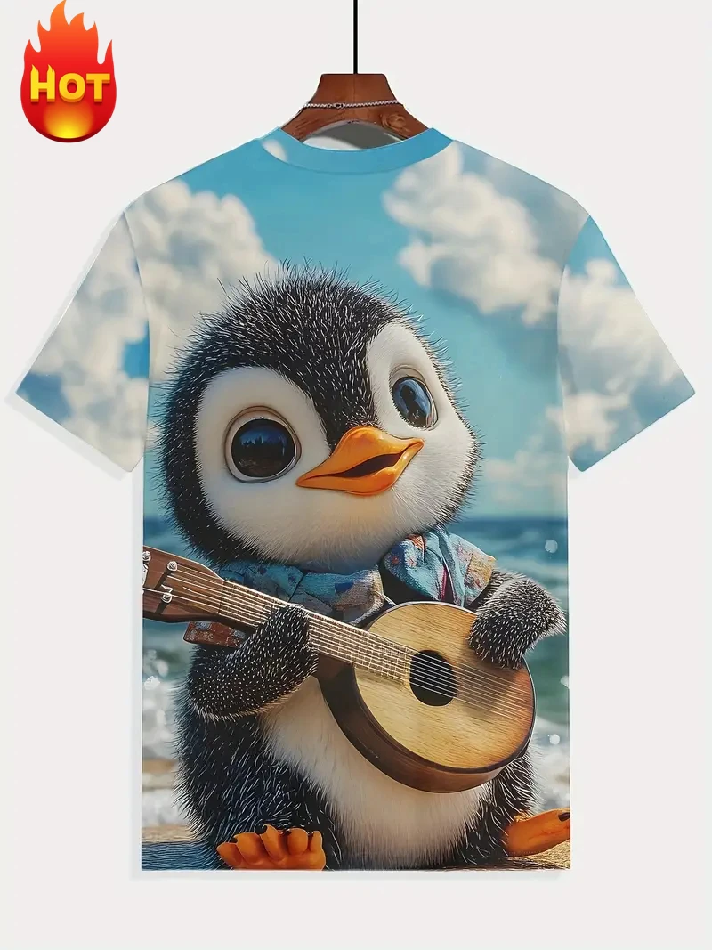 3D Animals Penguin Printed T-Shirt Men Summer Outdoor Men's Short Sleeve Tee Fashion Men's Tops Trendy Oversized Men's Clothing