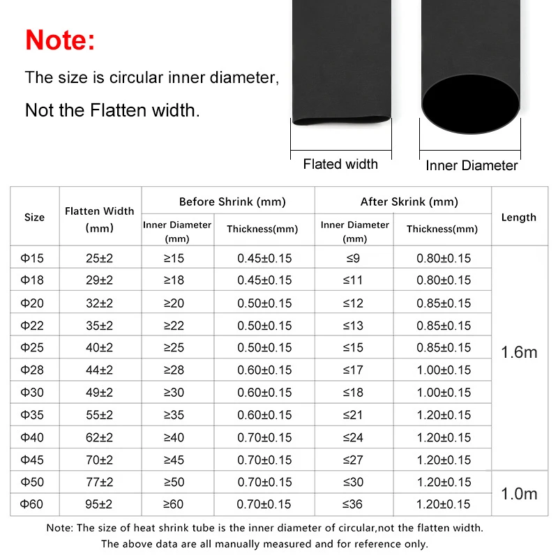 1pcs Anti-Slip Heat Shrink Tube Diameter 15 - 50mm Solid Color Non Slip Insulation Sleeve Waterproof Cover Case Fishing Rod Wrap