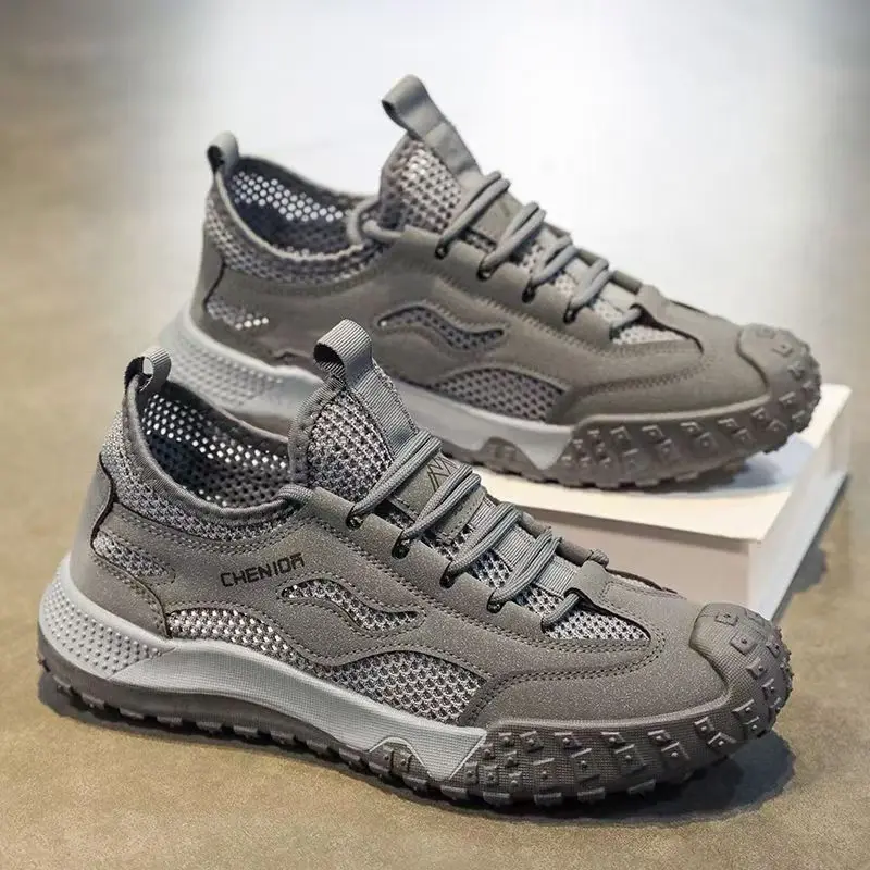 2026 Men's Safety Shoes Breathable Mesh Anti-slip Wear-resistant Outdoor Casual Work Shoes Summer Hollow-out Design Sports Shoes