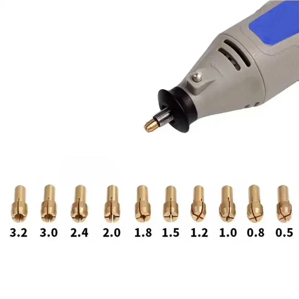 10-50pcs OD 4.2/4.8mm Brass Drill Chuck Adaptor 0.5/0.8/1.0/1.6/1.8/2.0/2.2-3.2mm Micro Electric Rotary Tools Chuck Tail