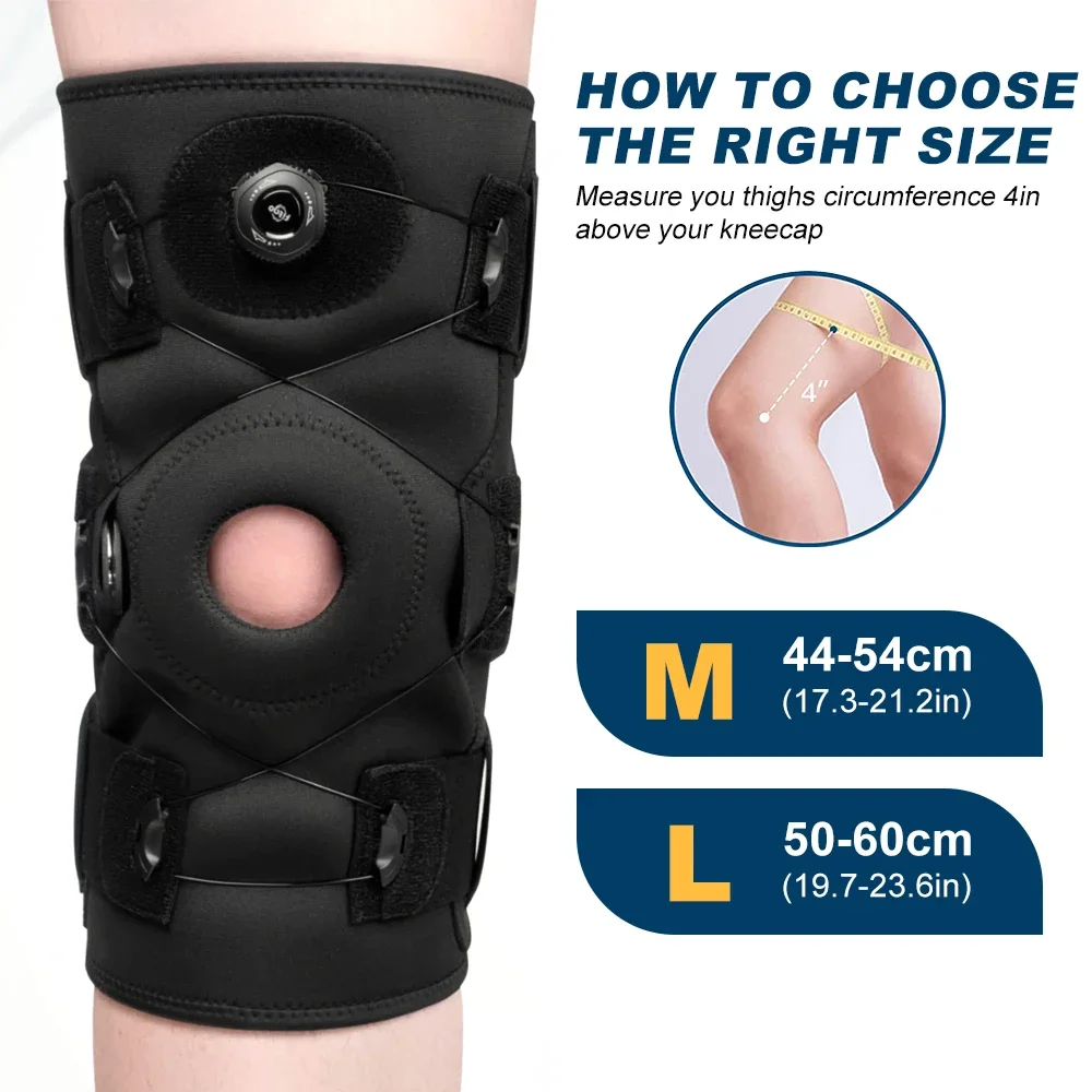 Hinged Knee Brace - Relieves ACL, Meniscus Tear, Arthritis, Tendon Pain - Open Patella Design with Dual Metal Side Stabilizers