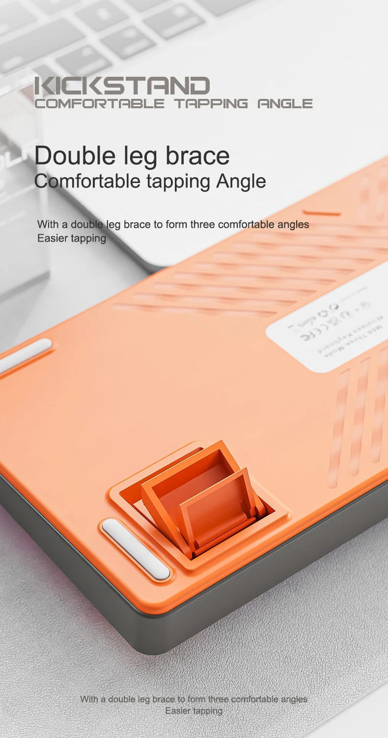 Teclado FREEWOLF M68 de 68 teclas com conexão tri-mode Bluetooth sem fio para jogos e esportes eletrônicos PBT Caps