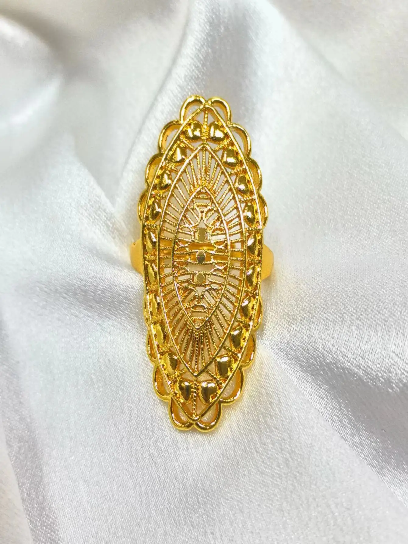 GOOD Dubai Golden Ring Brazilian Women 24K Gold Plated Wedding Bride Arabic Ethiopian Big Nigerian Jewellery Moroccan Resizabl 1