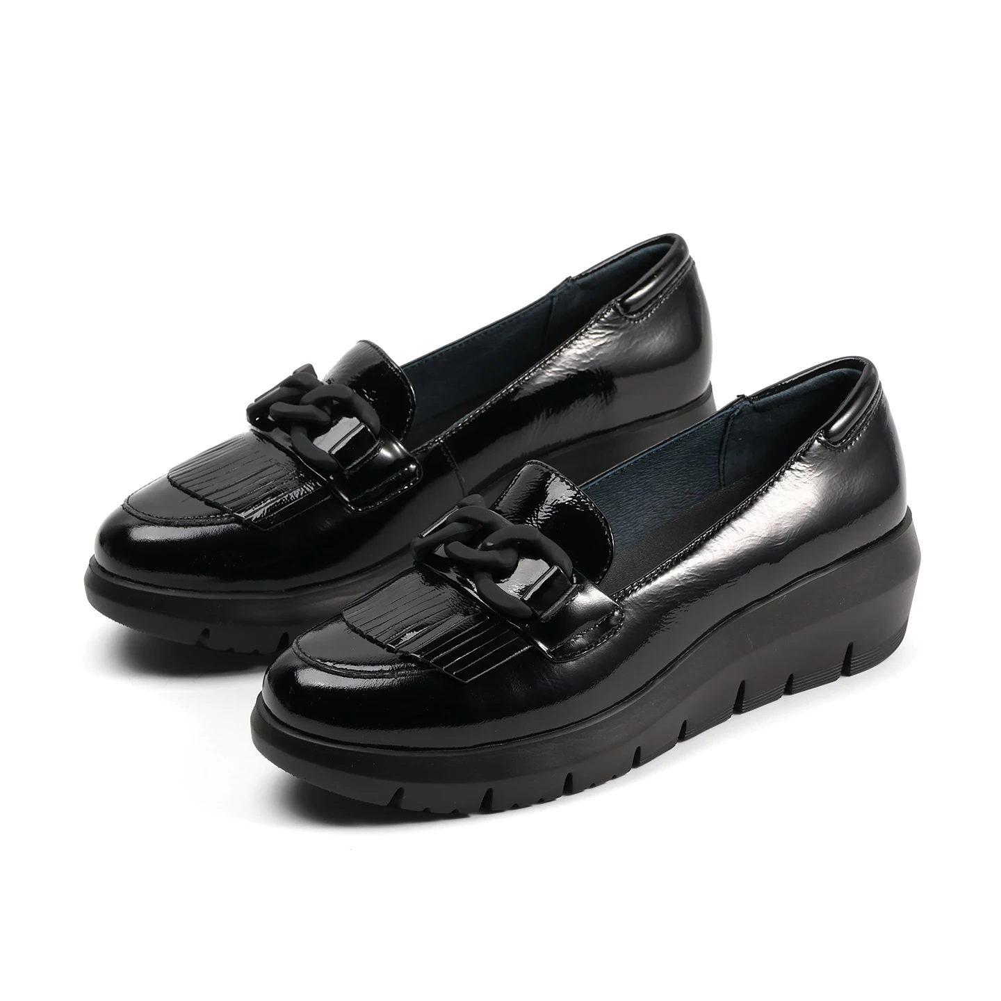 Women Tassel Loafers Ultra Light Thick Wedge Sole Comfortable Commuter Fashion Slip On Shoes, 4 Colors Available