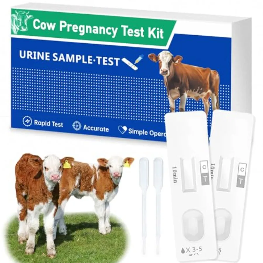 

Non-Invasive Bovine Pregnancy Test Kit 2 Pack - Painless Urine Test for Cattle, Stress-Free Early Detection, Fast Results in 5-
